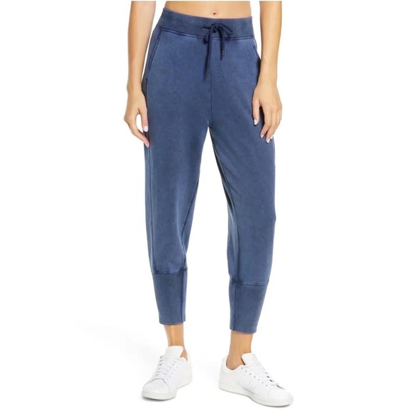 Sweaty Betty Pants - Sweaty Betty Gary Capri Joggers Blue Ankle Ribbed Cuff Pants Womens Medium